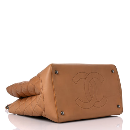 Chanel Calfskin Quilted Small Easy Shopping Tote Dark Beige 4 of 17