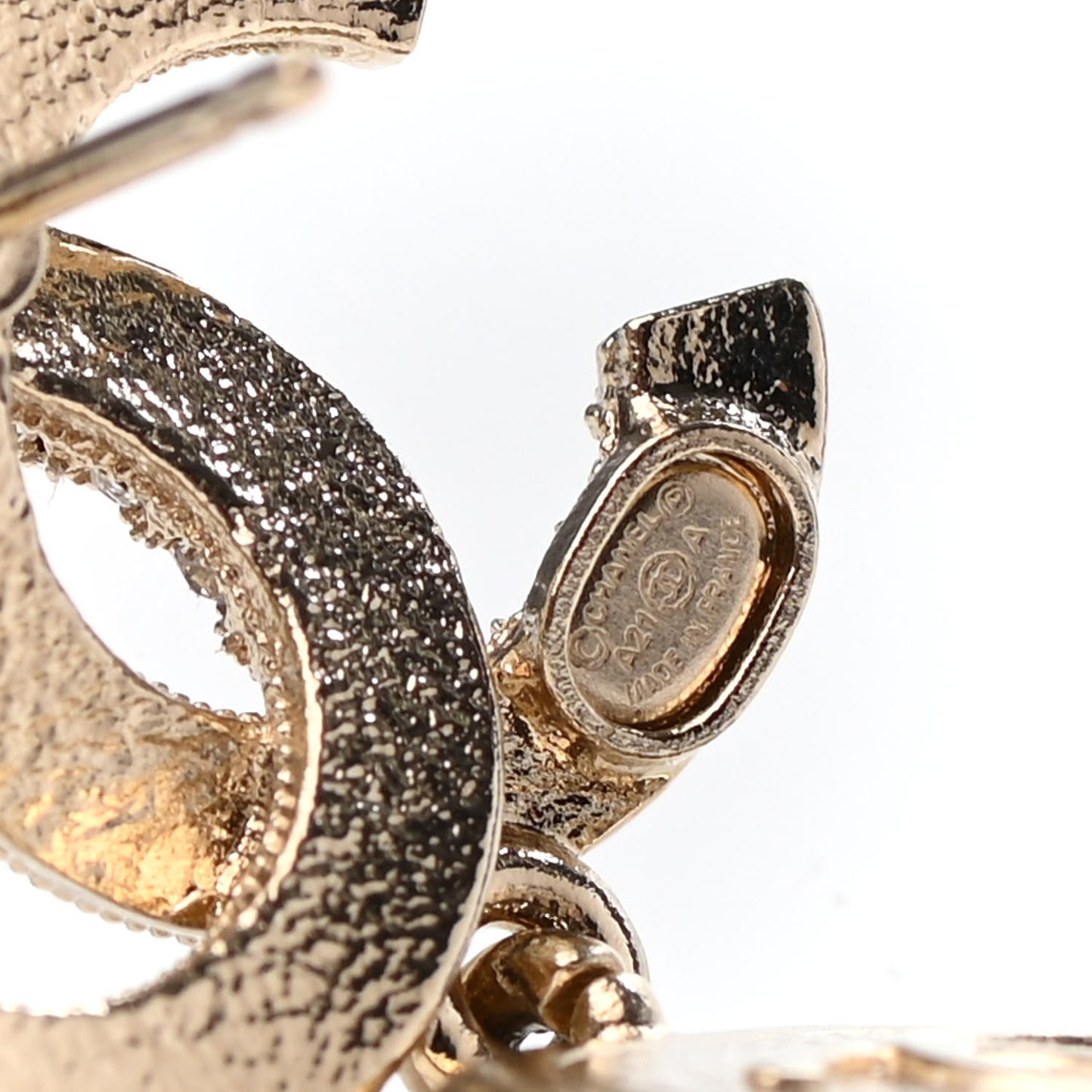 Pearl Baguette Crystal CC Drop Earrings Gold