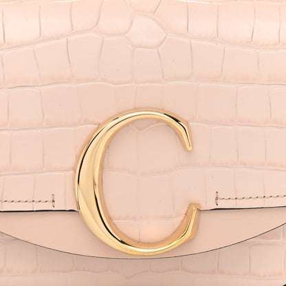 Chloe Calfskin Crocodile Embossed Mini C Double Carry Cement Pink 8 of 10