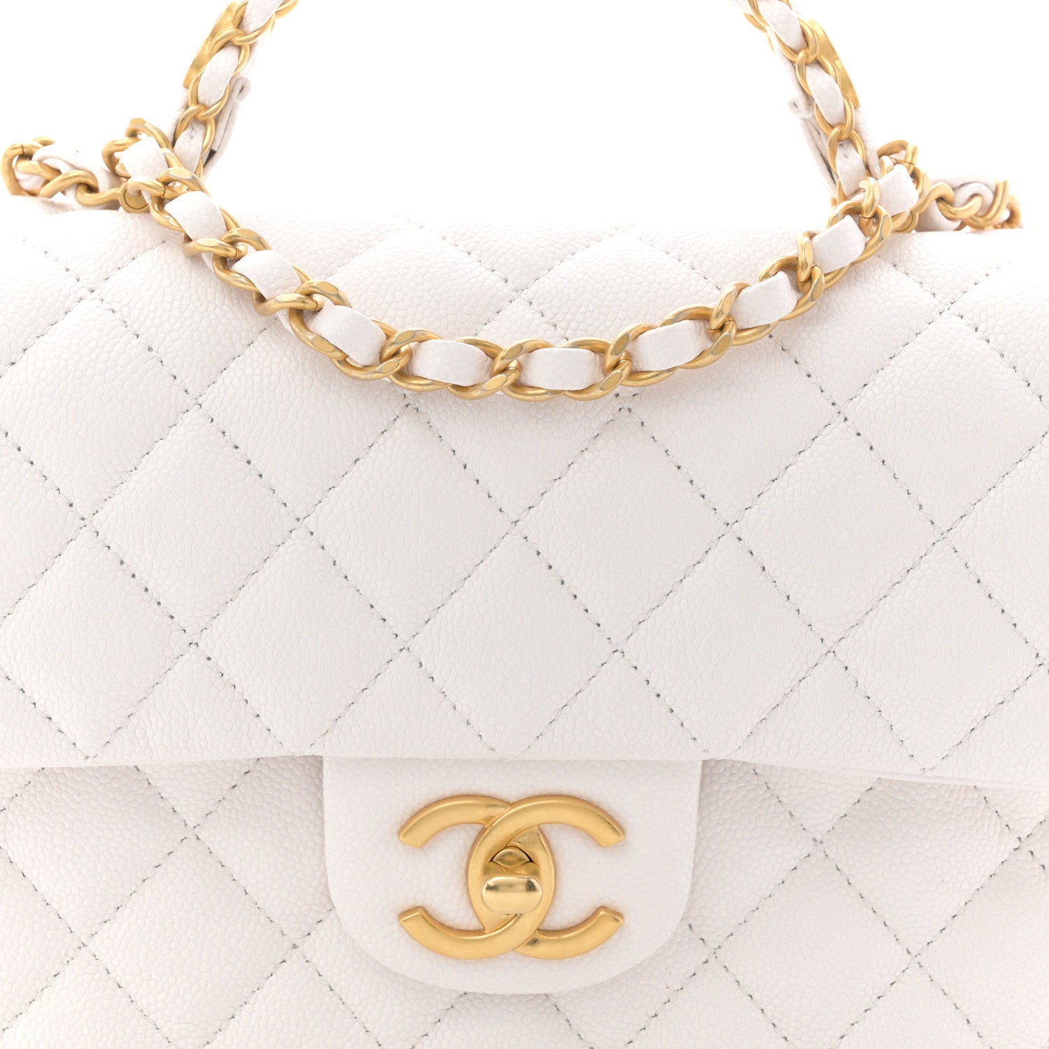 Chanel Caviar Quilted Small Handy CC Flap White 14 of 19