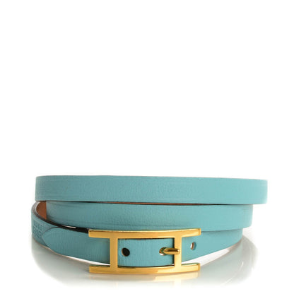 Hermes Swift Hapi 3 MM Triple Tour Wrap Bracelet S Bleu Atoll 1 of 7
