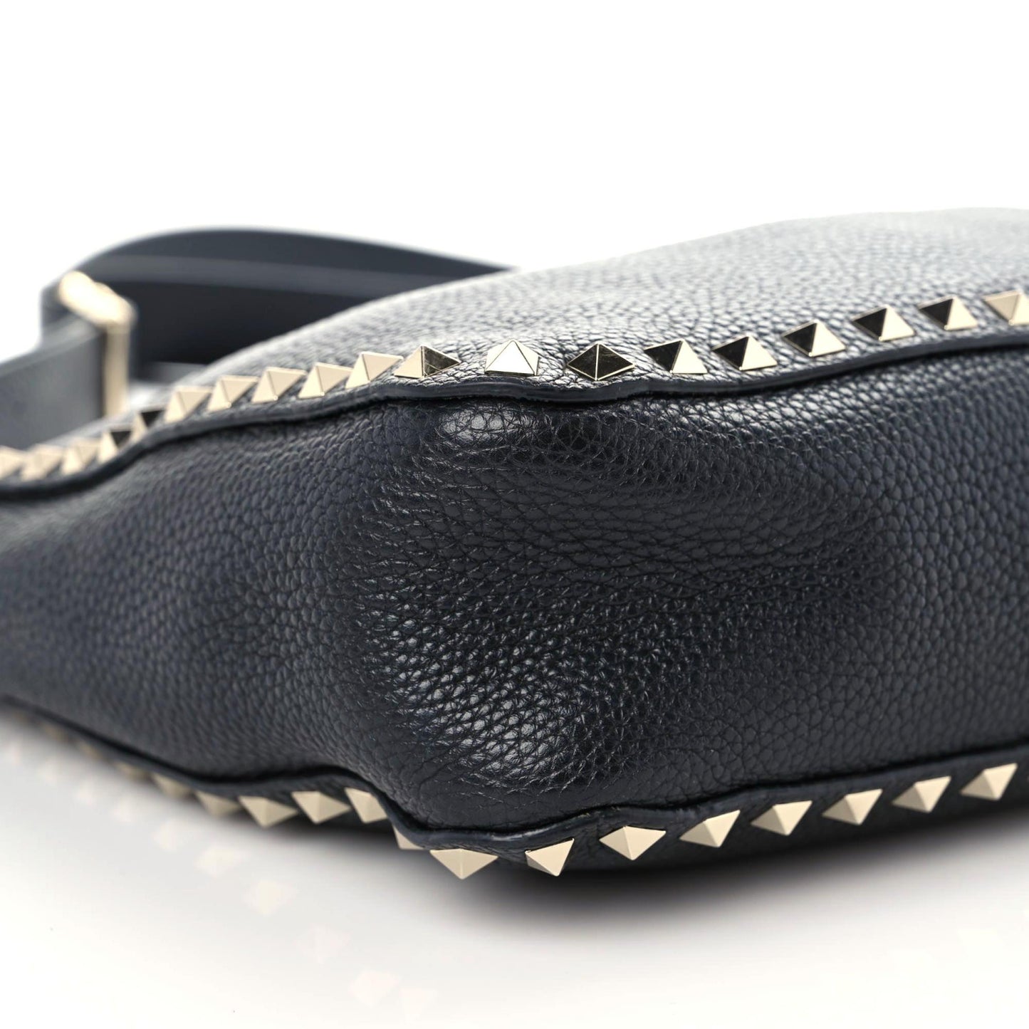 Pebbled Calfskin Large Rockstud Flip-Lock Messenger Bag Black