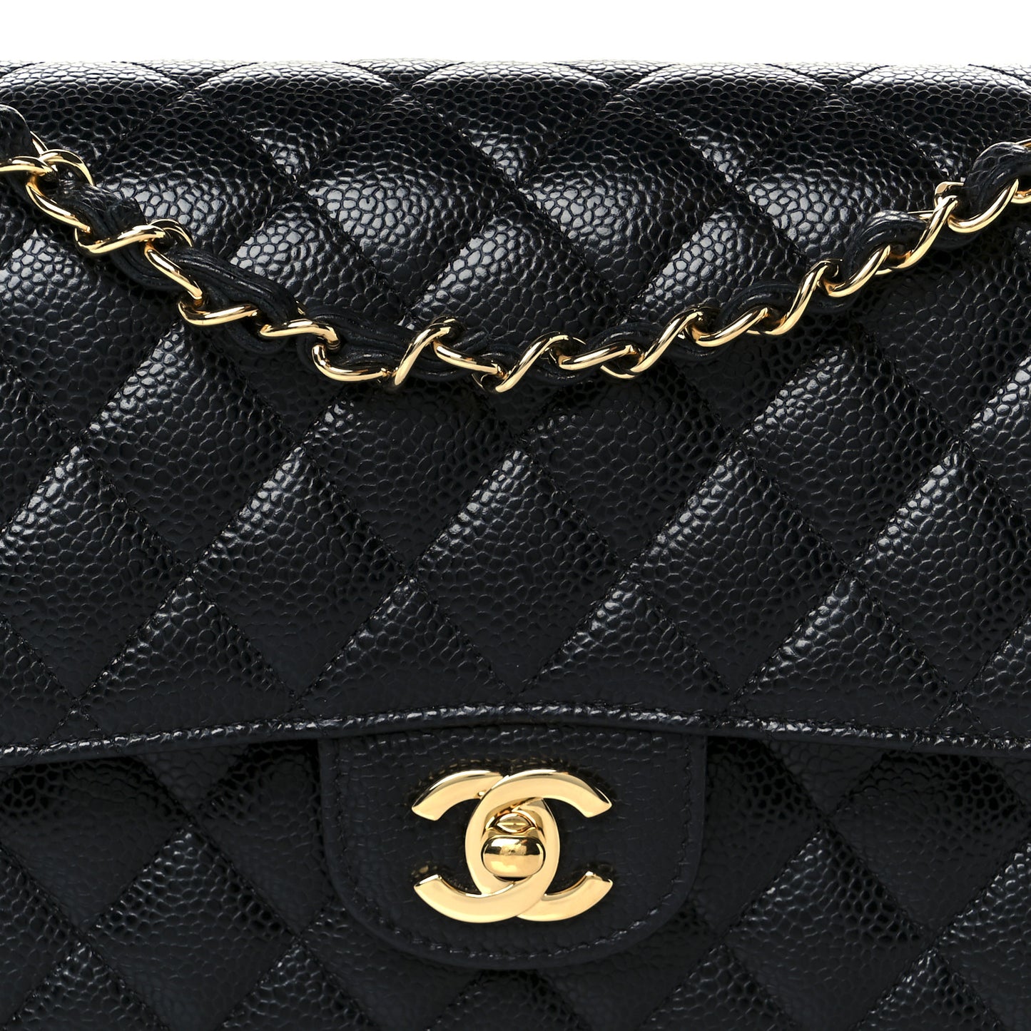 Caviar Quilted Medium Double Flap Black