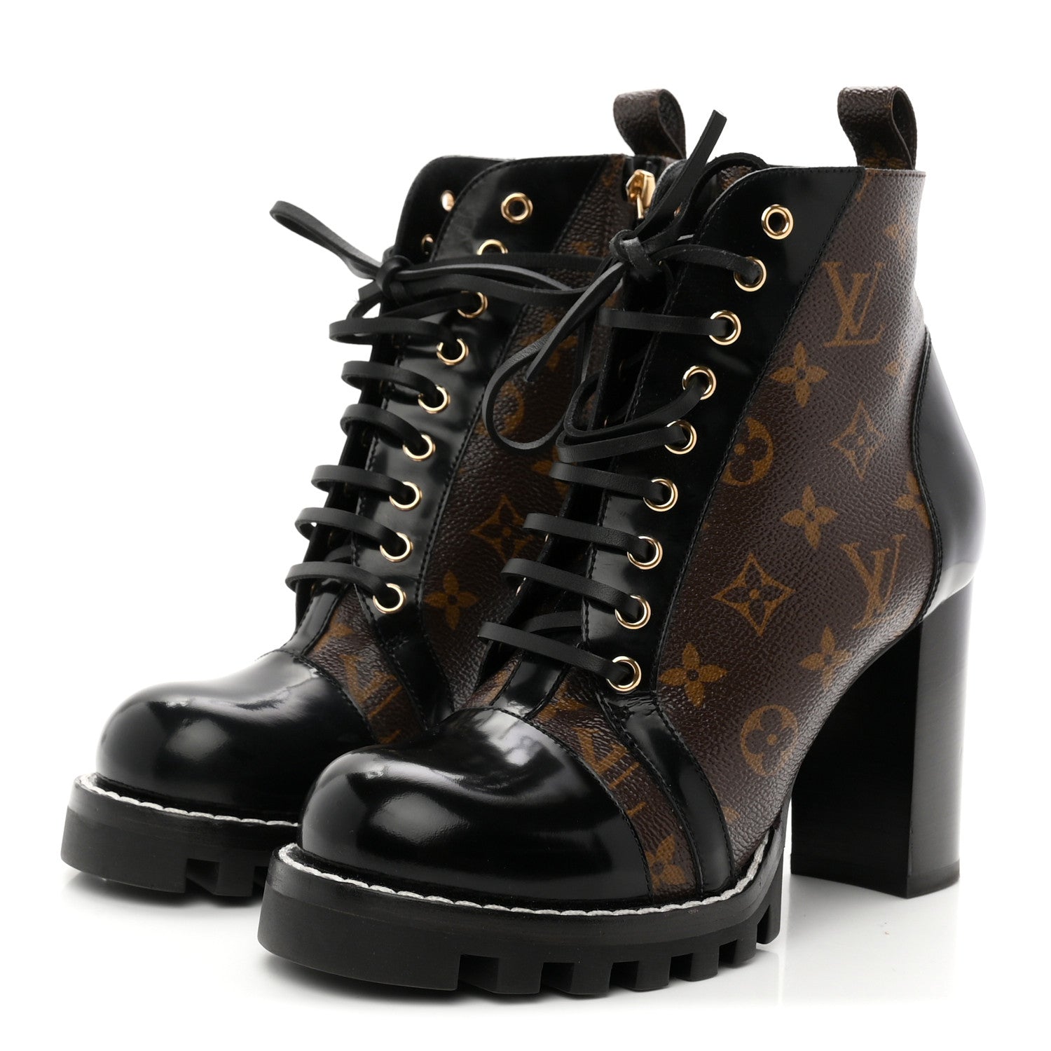 Louis Vuitton Patent Calfskin Monogram Star Trail Ankle Boots 39 Black 4 of 10