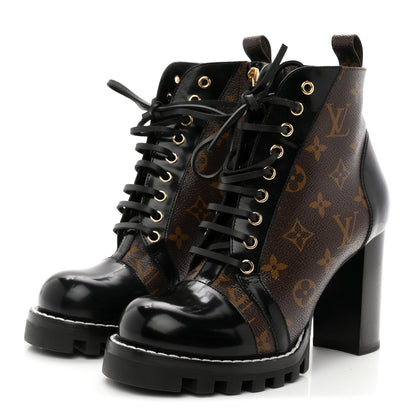 Louis Vuitton Patent Calfskin Monogram Star Trail Ankle Boots 39 Black 4 of 10