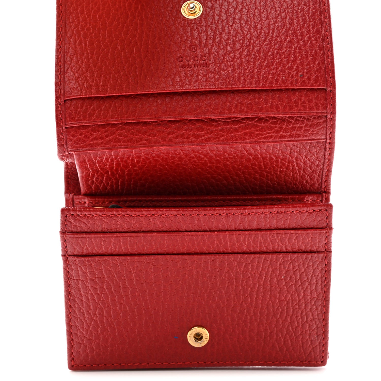 Gucci Pebbled Calfskin GG Marmont Card Case Hibiscus Red 5 of 15
