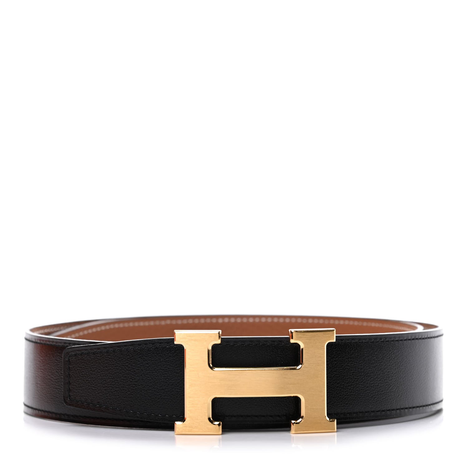 Hermes Box Togo 32mm H Belt 80 Black Gold 1 of 6
