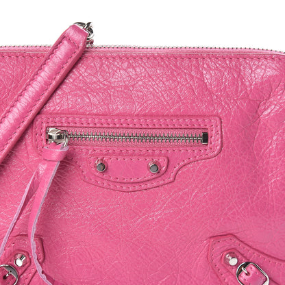 Balenciaga Agneau Arena Classic Silver Hardware Pouch With A Chain Crossbody Rose Flamingo 7 of 9