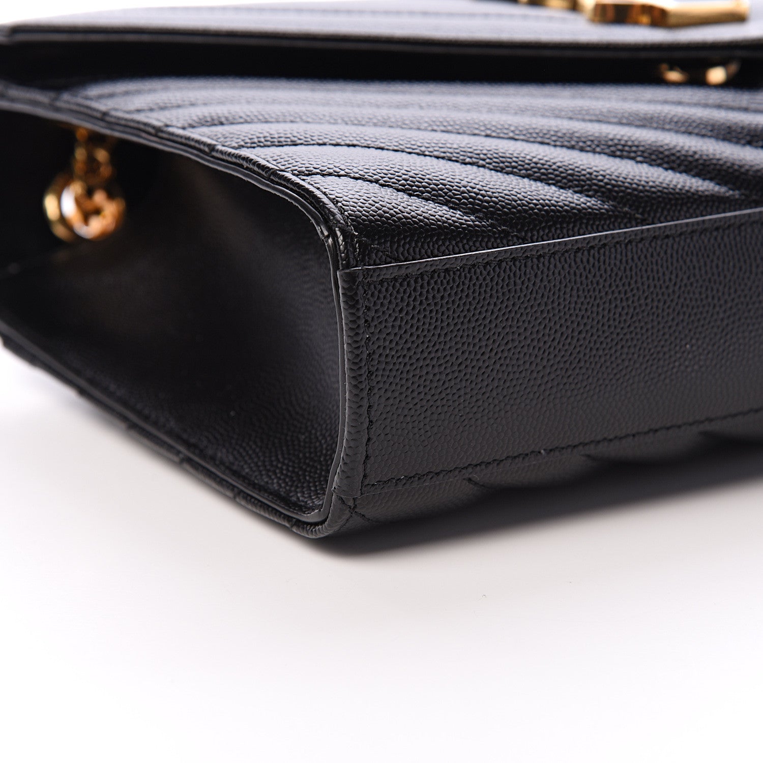 Saint Laurent Grain De Poudre Matelasse Chevron Medium Monogram Satchel Black 8 of 9