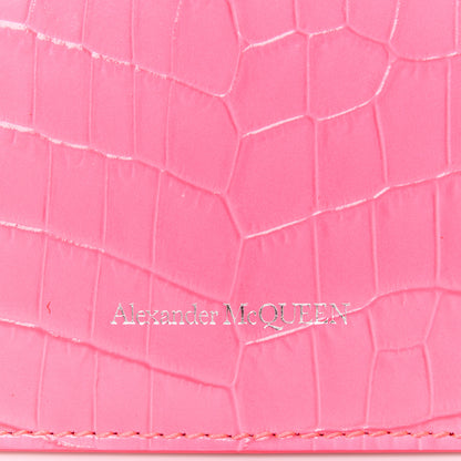 Alexander McQueen Calfskin Crocodile Embossed Skull Mini Crossbody Bag Neon Pink 7 of 10