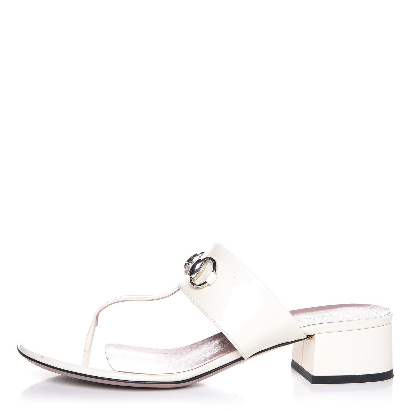 Vernice Crystal Horsebit Thong Sandals 37.5 Off White