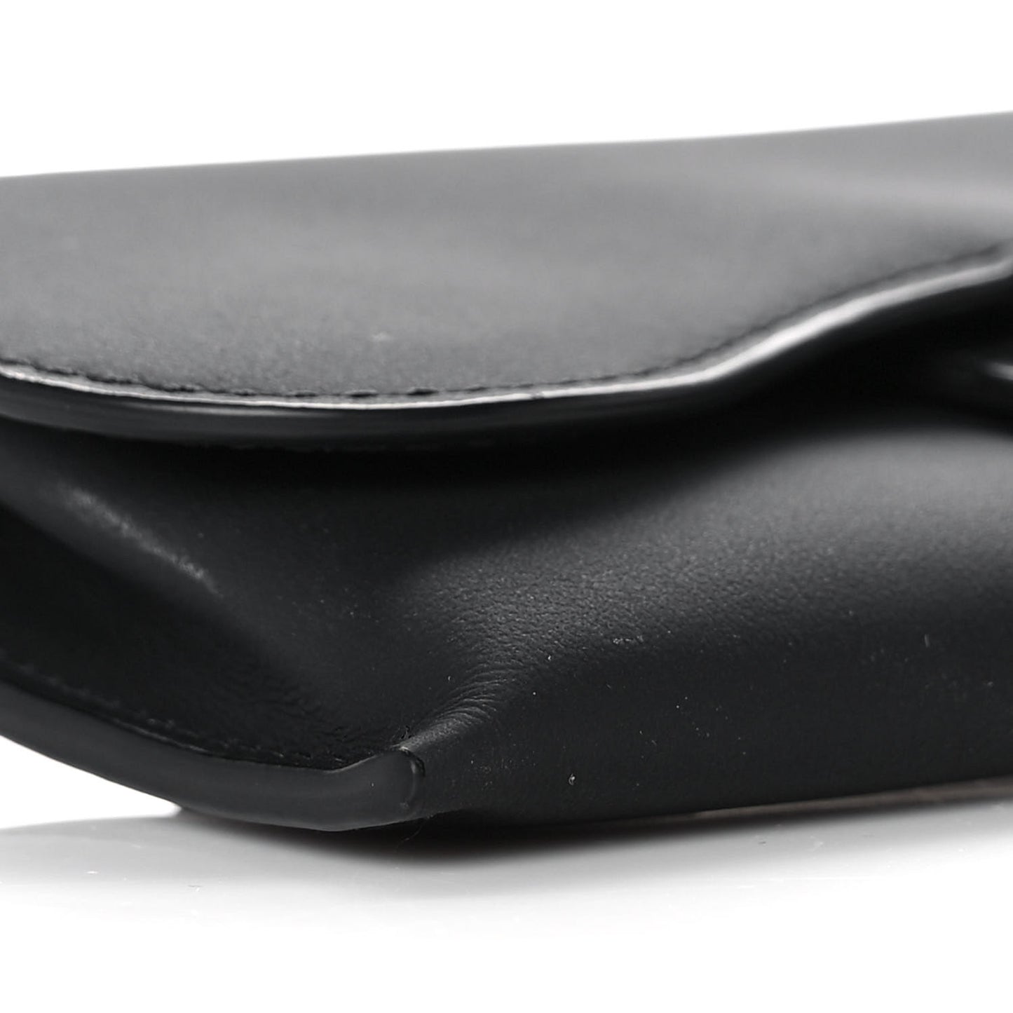 Ultra Matte Calfskin Nano Saddle Chain Pouch Black