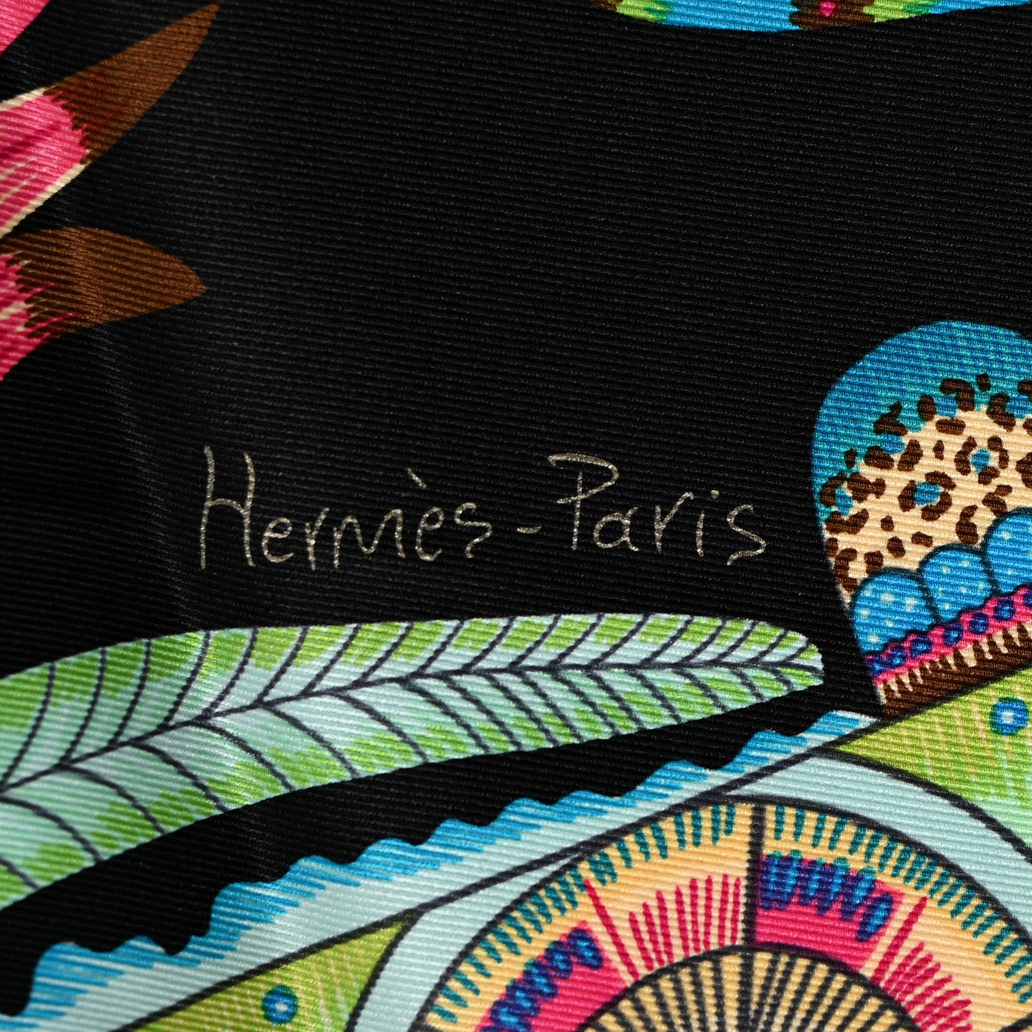 Hermes Silk The Savana Dance Scarf 70 Black Vert Fuchsia 2 of 4