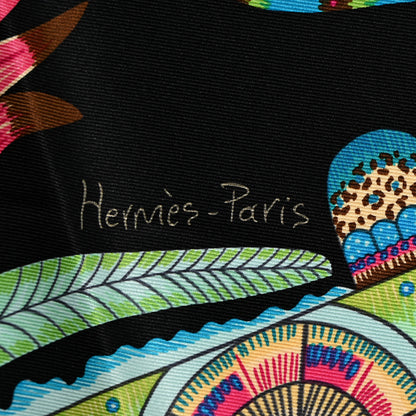 Hermes Silk The Savana Dance Scarf 70 Black Vert Fuchsia 2 of 4