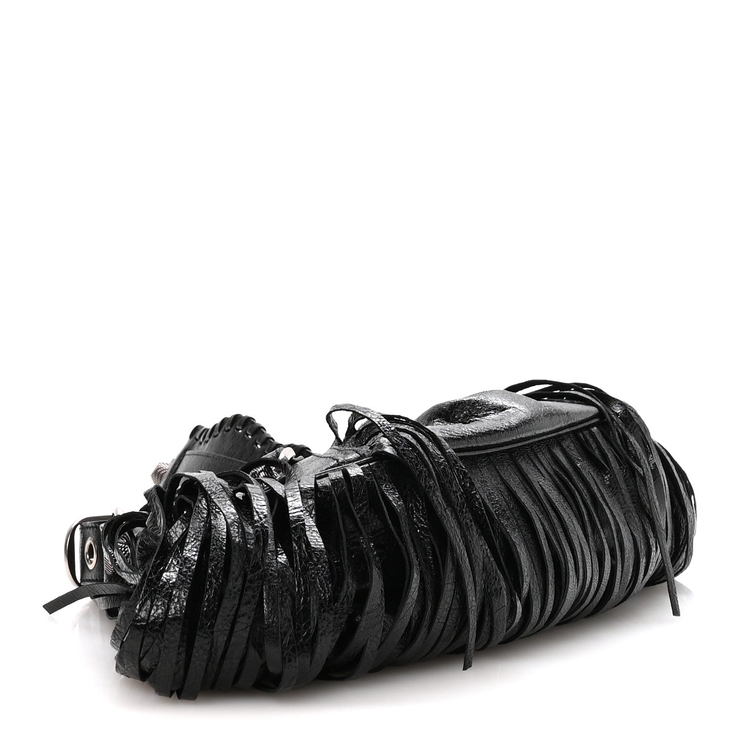 Balenciaga Agneau Arena Le Cagole Fringe Shoulder Bag XS Black 5 of 11