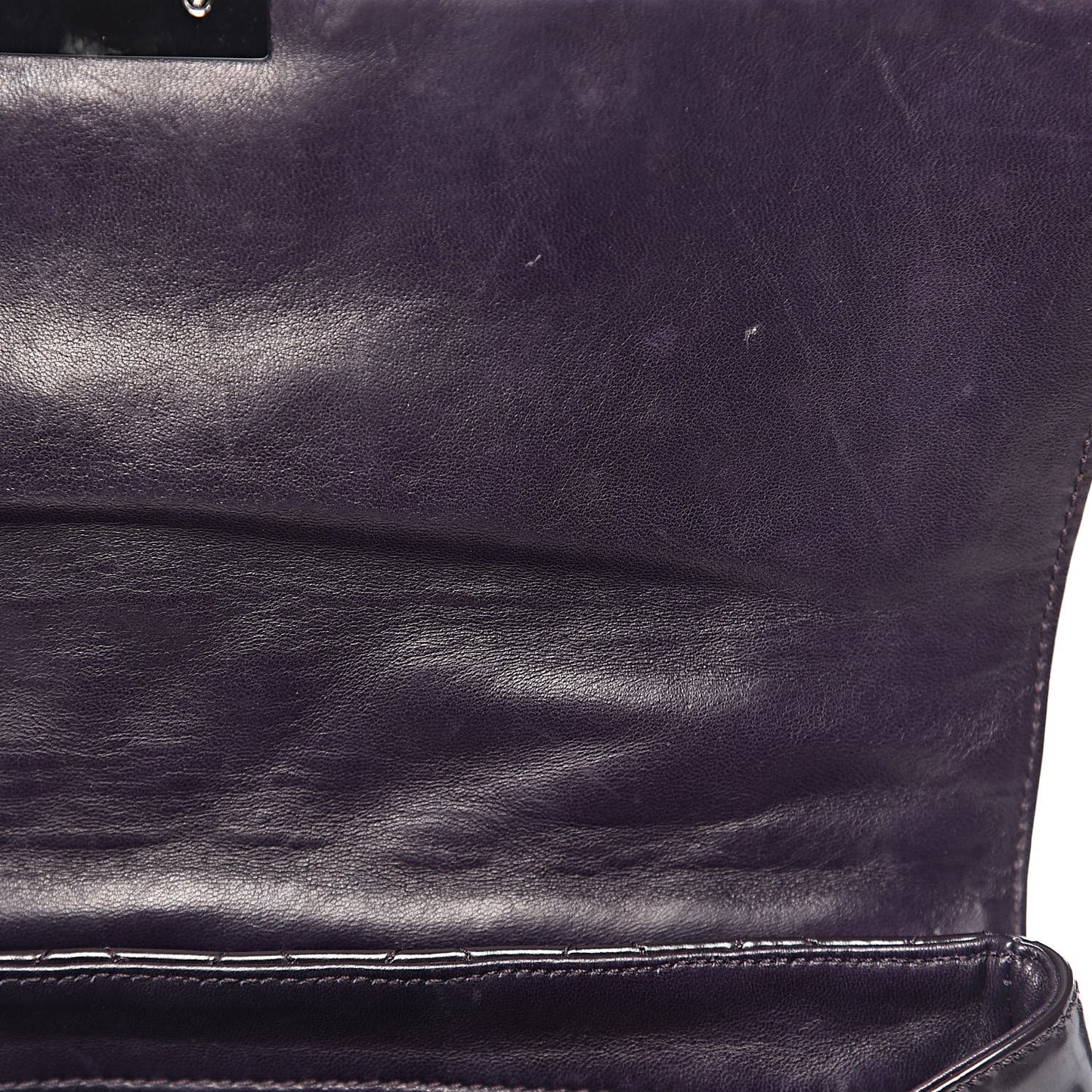 Glazed Calfskin Quilted Mademoiselle Bag Dark Purple