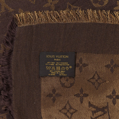 Louis Vuitton Silk Lurex Wool Monogram Shine Shawl Brown 3 of 3