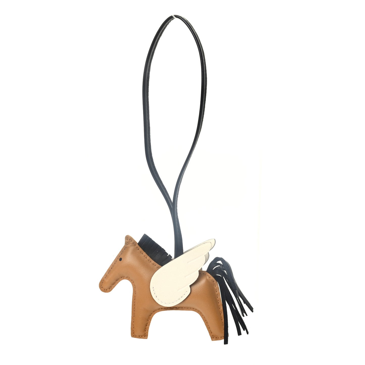 Milo Lambskin Grigri Rodeo Pegase Horse Bag Charm PM Sesame Black Nata
