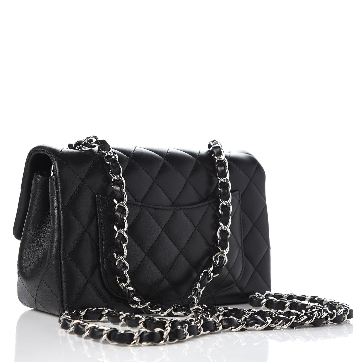 Lambskin Quilted Mini Rectangular Flap Black