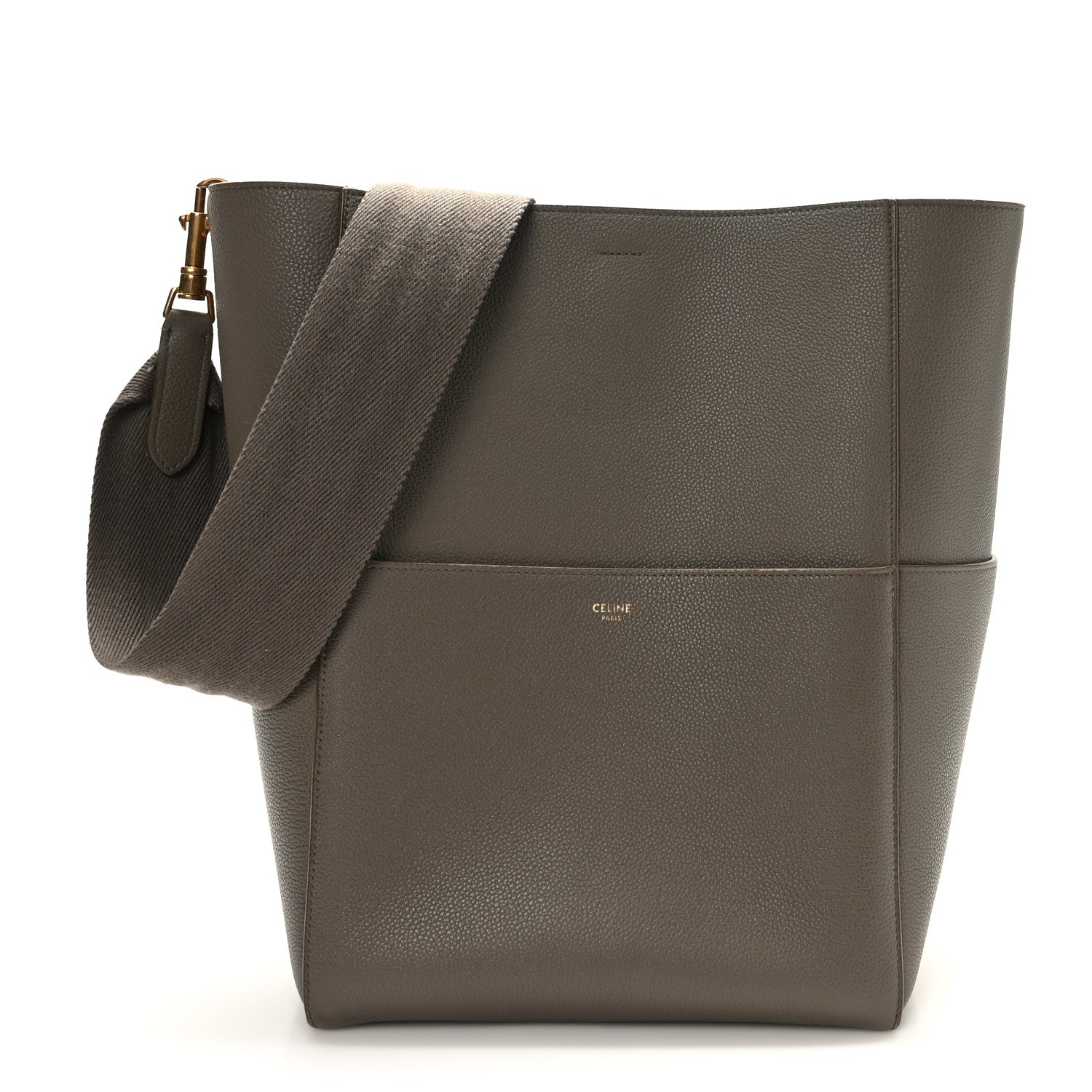 Celine Soft Grained Calfskin Sangle Bucket Bag Taupe 1 of 10
