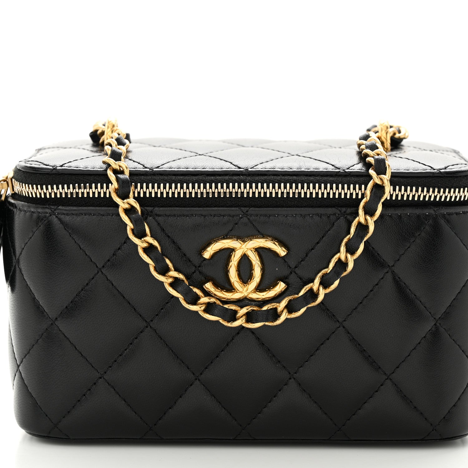 Chanel Lambskin Quilted Small CC Dynasty Vanity Case With Chain Black 9 of 11