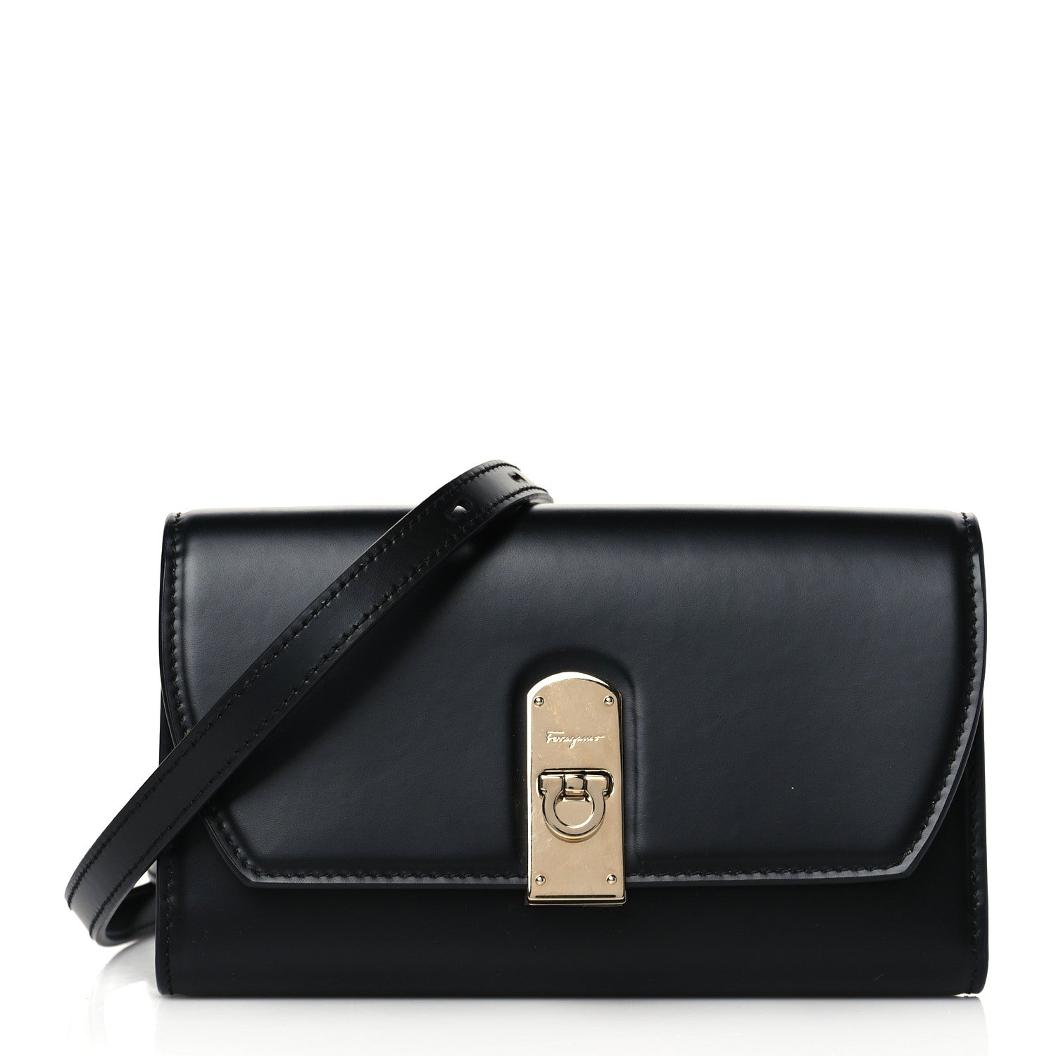 Salvatore Ferragamo Smooth Calfskin Boxyz Mini Crossbody Belt Bag Black 1 of 11