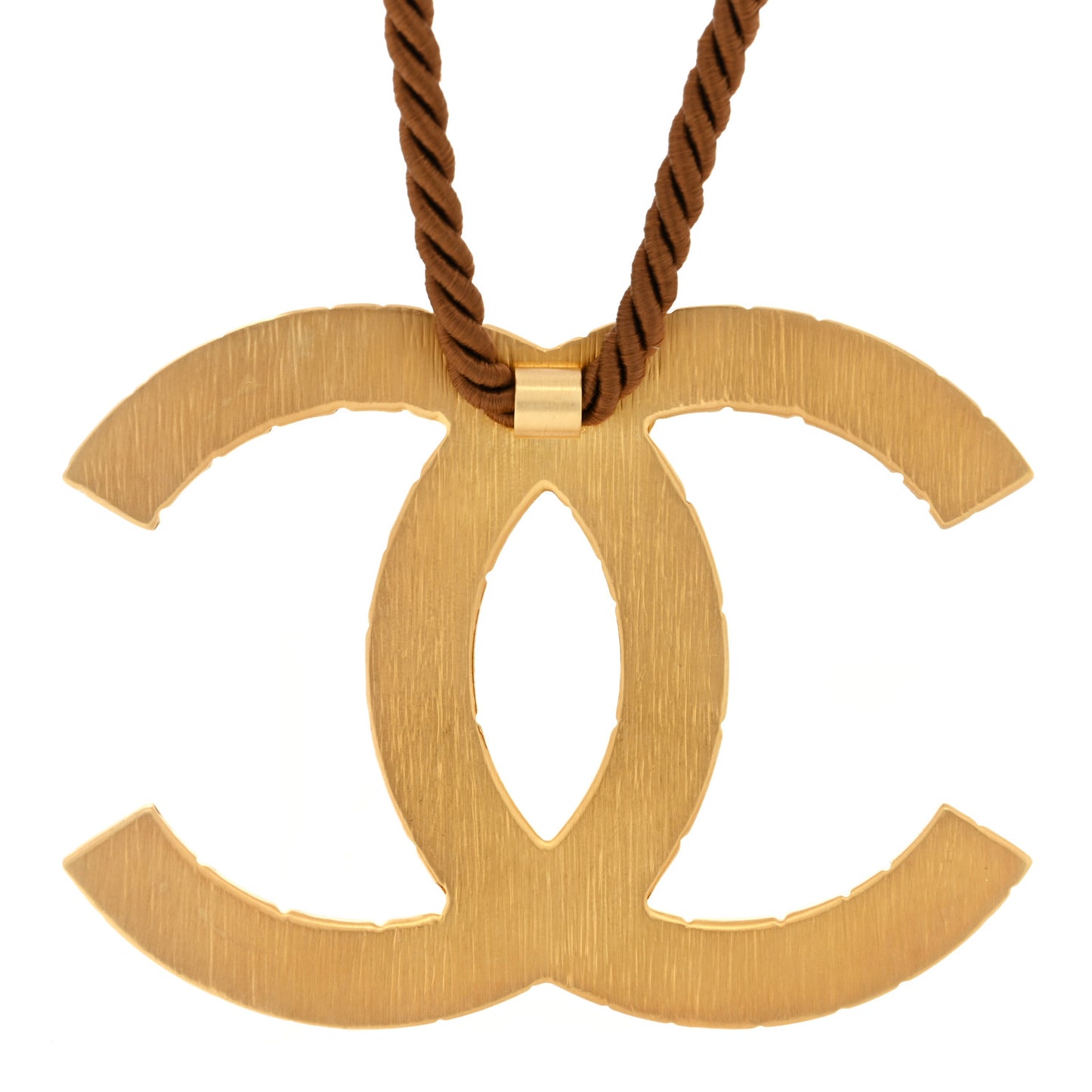 Silk Metal Crocodile Oversized CC Short Necklace Pendant Gold