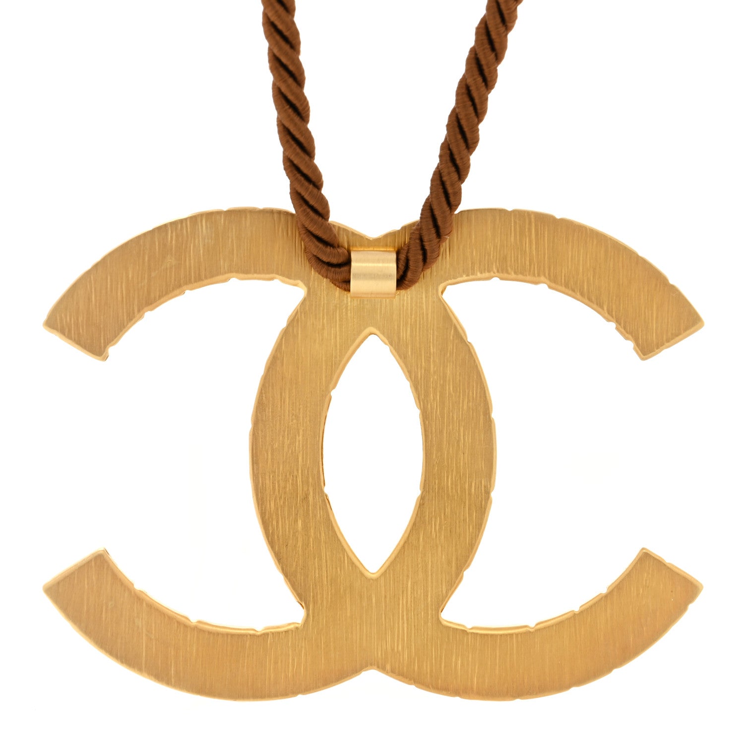Chanel Silk Metal Crocodile Oversized CC Short Necklace Pendant Gold 5 of 5