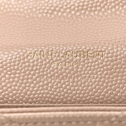 Saint Laurent Grain De Poudre Matelasse Chevron Small Monogram Envelope Wallet Dark Beige 6 of 13
