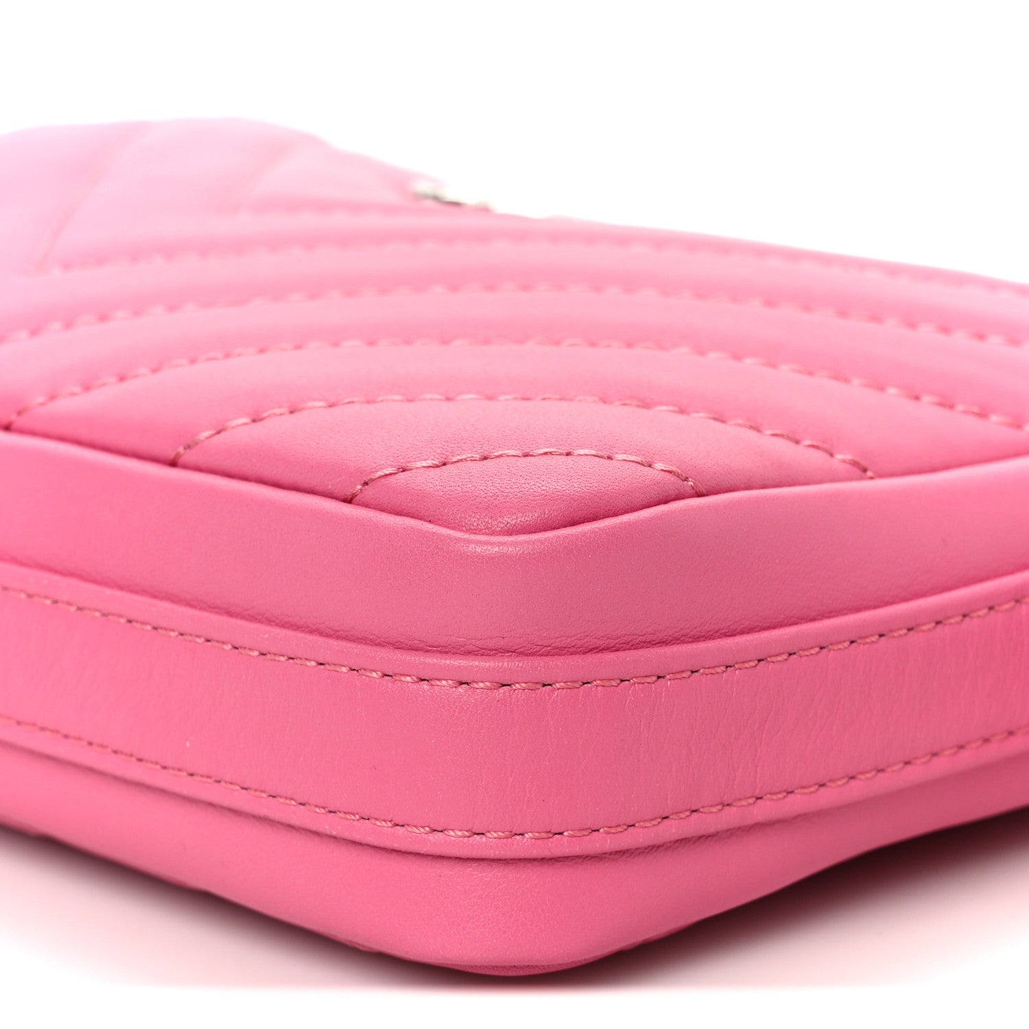 Chanel Lambskin Chevron Quilted Small Promenade Camera Case Pink 10 of 11