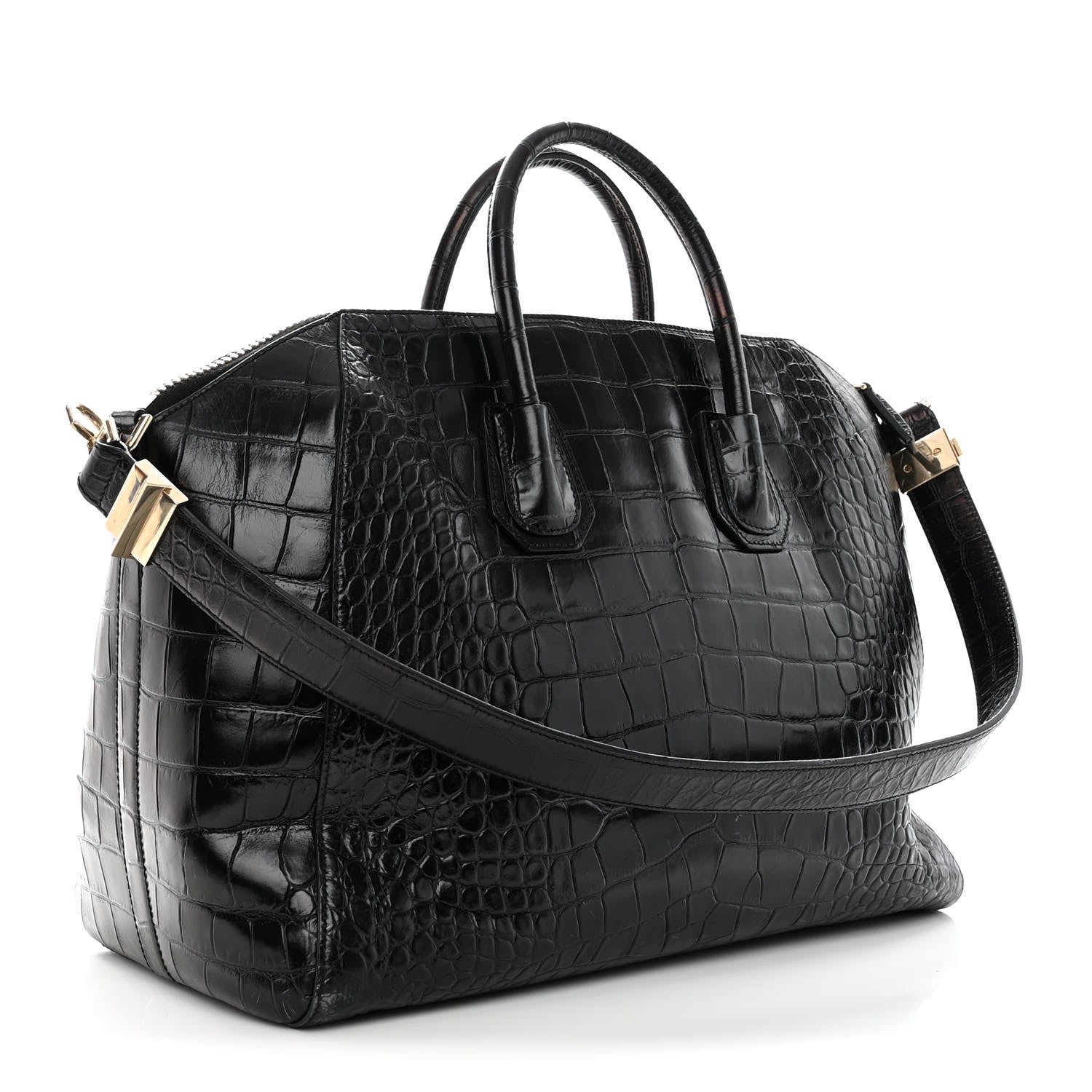 Givenchy Calfskin Crocodile Embossed Large Antigona Black 3 of 17