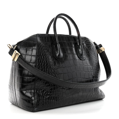 Givenchy Calfskin Crocodile Embossed Large Antigona Black 3 of 17