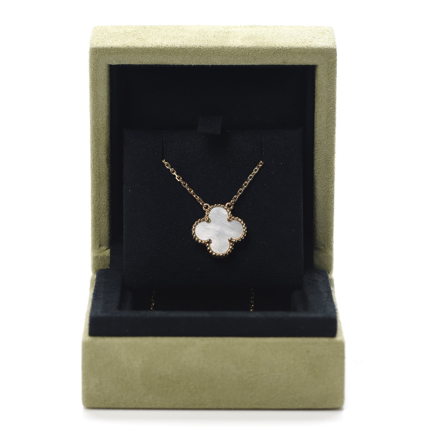 Van Cleef & Arpels 18K Yellow Gold Mother of Pearl Vintage Alhambra Pendant Necklace 7 of 8