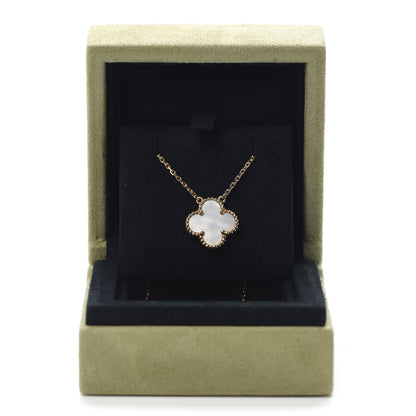 Van Cleef & Arpels 18K Yellow Gold Mother of Pearl Vintage Alhambra Pendant Necklace 7 of 8