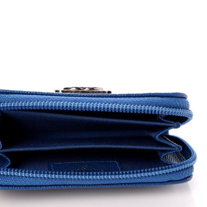 Chanel Caviar Quilted Boy Zip Around Coin Purse Wallet Blue 7 of 8