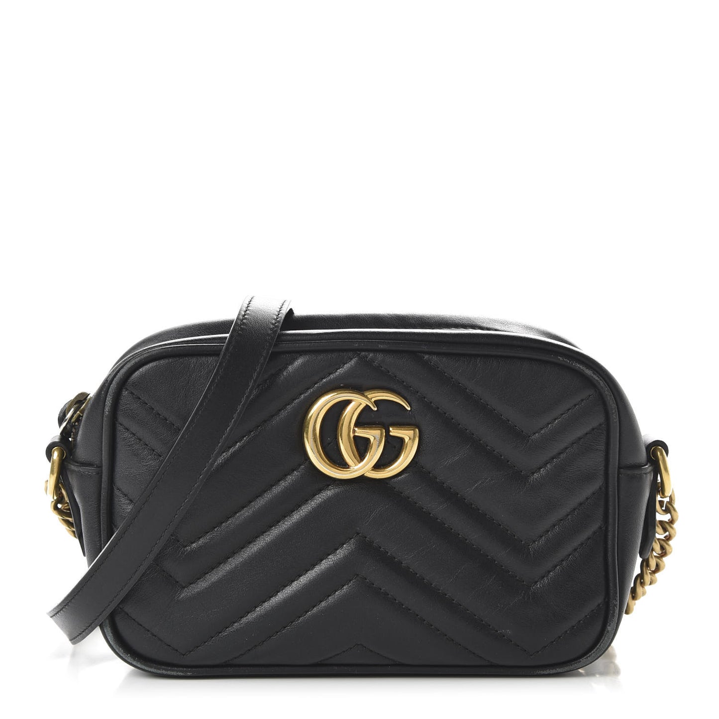 Calfskin Matelasse Mini GG Marmont Chain Shoulder Bag Black