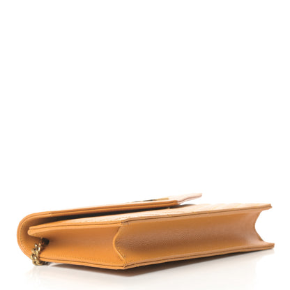 Saint Laurent Grain De Poudre Matelasse Chevron Monogram Envelope Chain Wallet Senape Yellow 4 of 10