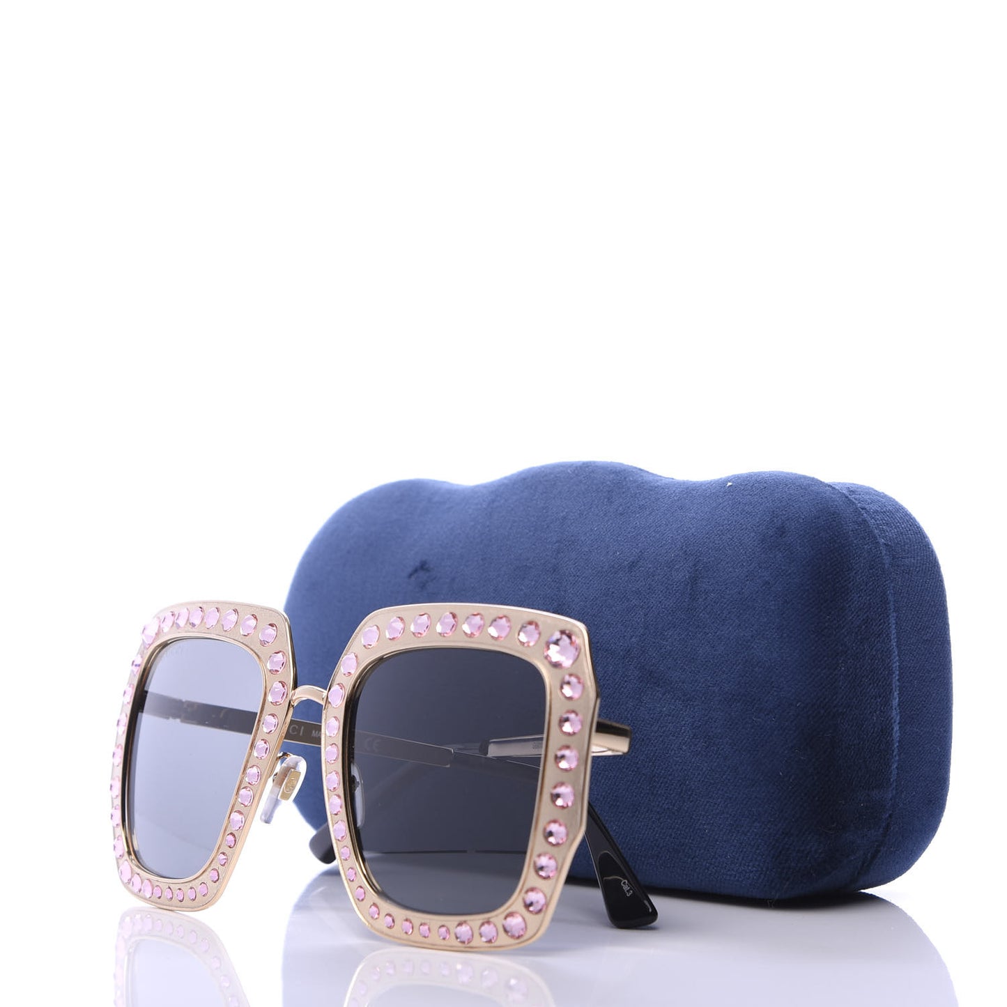 Metal Acetate Crystal Oversize GG0115S Sunglasses Rose Gold