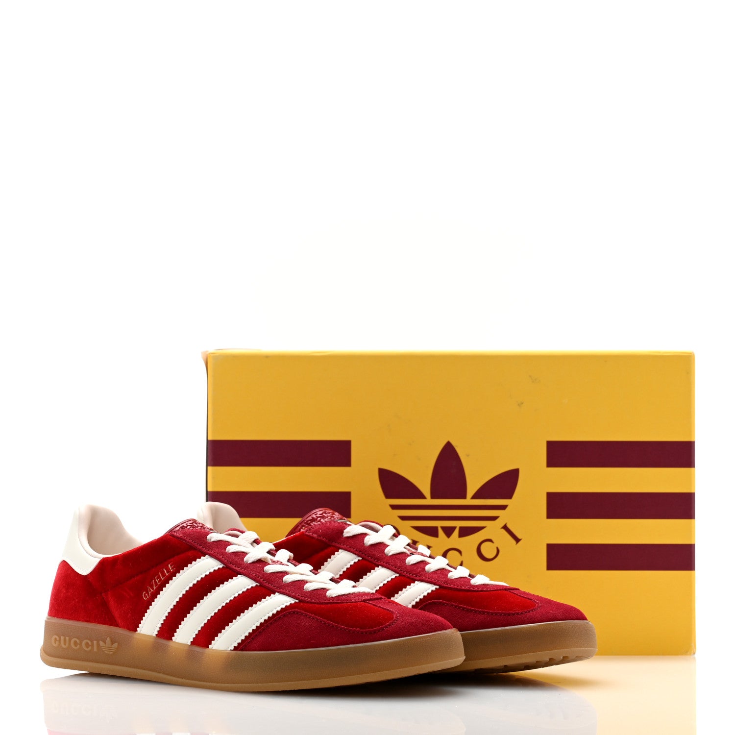 Gucci X ADIDAS Softy Velvet Suede Madeira Demetra Mens Gazelle Sneakers 11 Vulcanic Red Off White Hibiscus Red 9 of 9