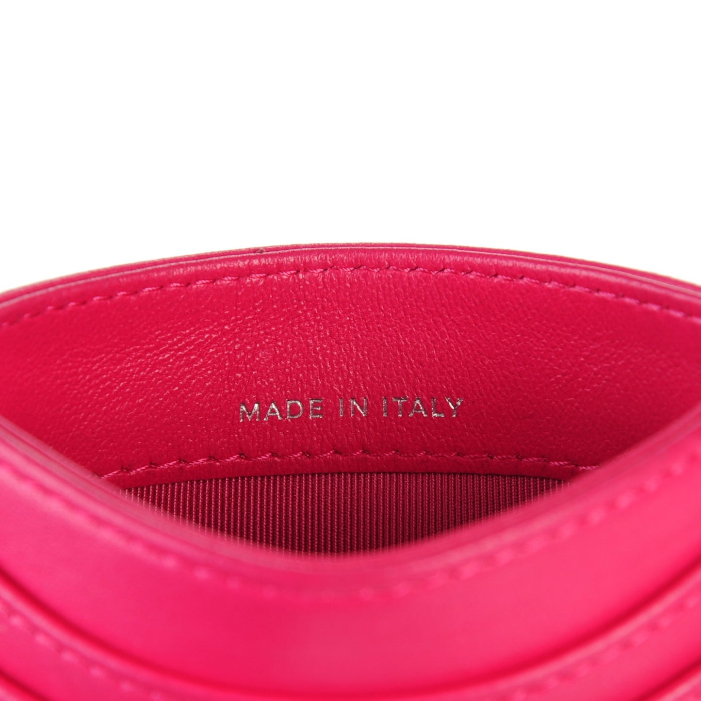 Lambskin Quilted Card Holder Fuchsia