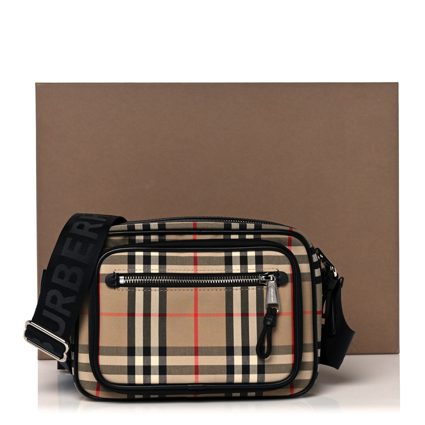 Vintage Check Calfskin Small Camera Bag Archive Beige