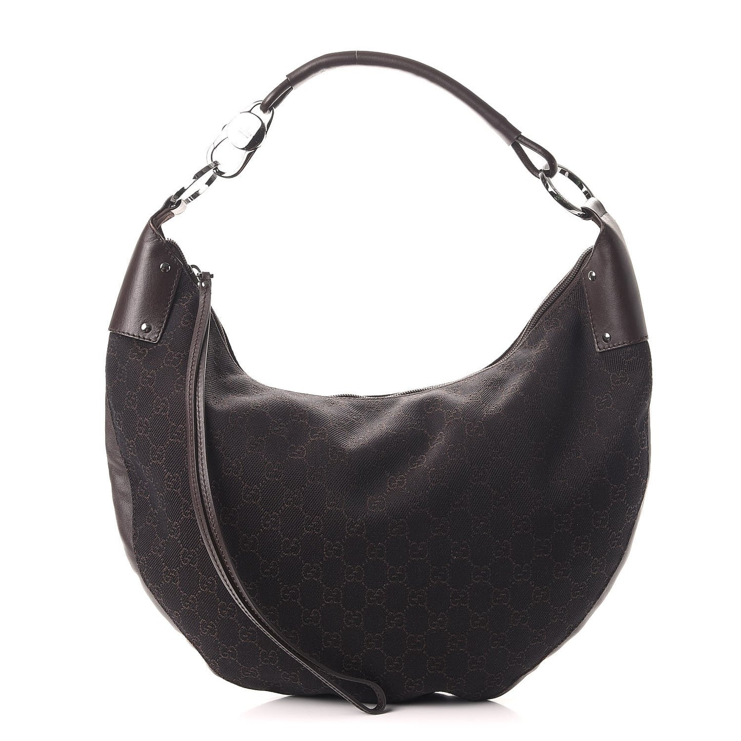 Denim Monogram Half Moon Hobo Dark Brown