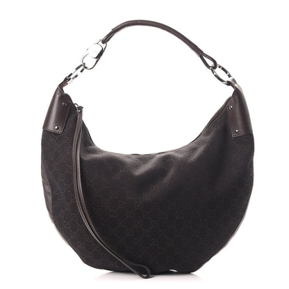 Gucci Denim Monogram Half Moon Hobo Dark Brown 1 of 13