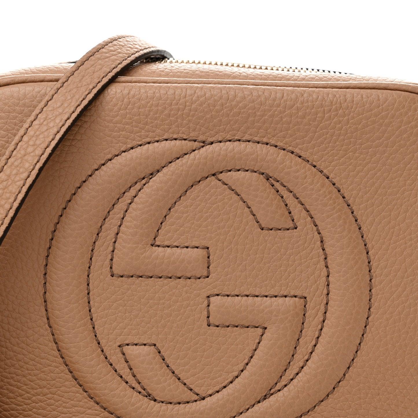 Pebbled Calfskin Small Soho Disco Bag Camelia