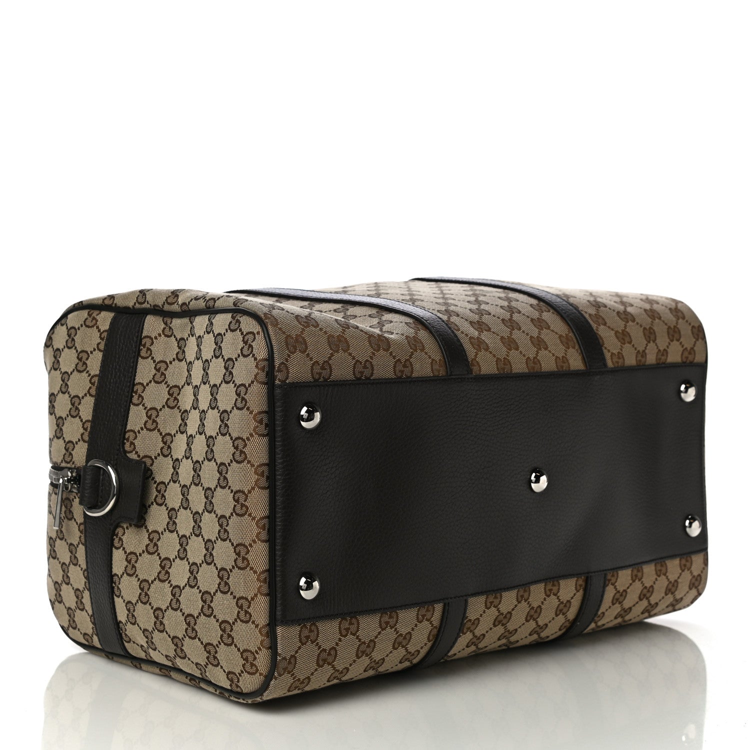 Gucci Monogram Dollar Calfskin Boston Duffle Bag Beige Ebony Testa di Moro Marrone Scuro 3 of 12