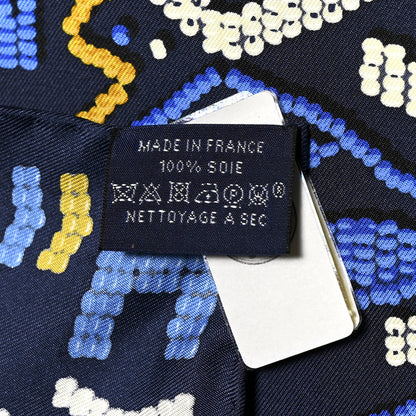 Hermes Silk Twill Kelly En Perles Giant Scarf 70 Marine Bleu Roy 3 of 4