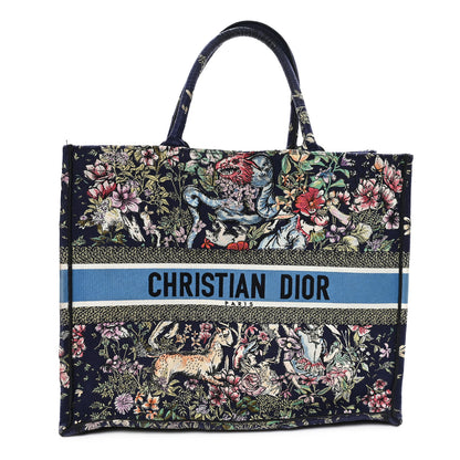 Christian Dior Canvas Embroidered Large Toile de Jouy Book Tote Blue Multicolor 1 of 12