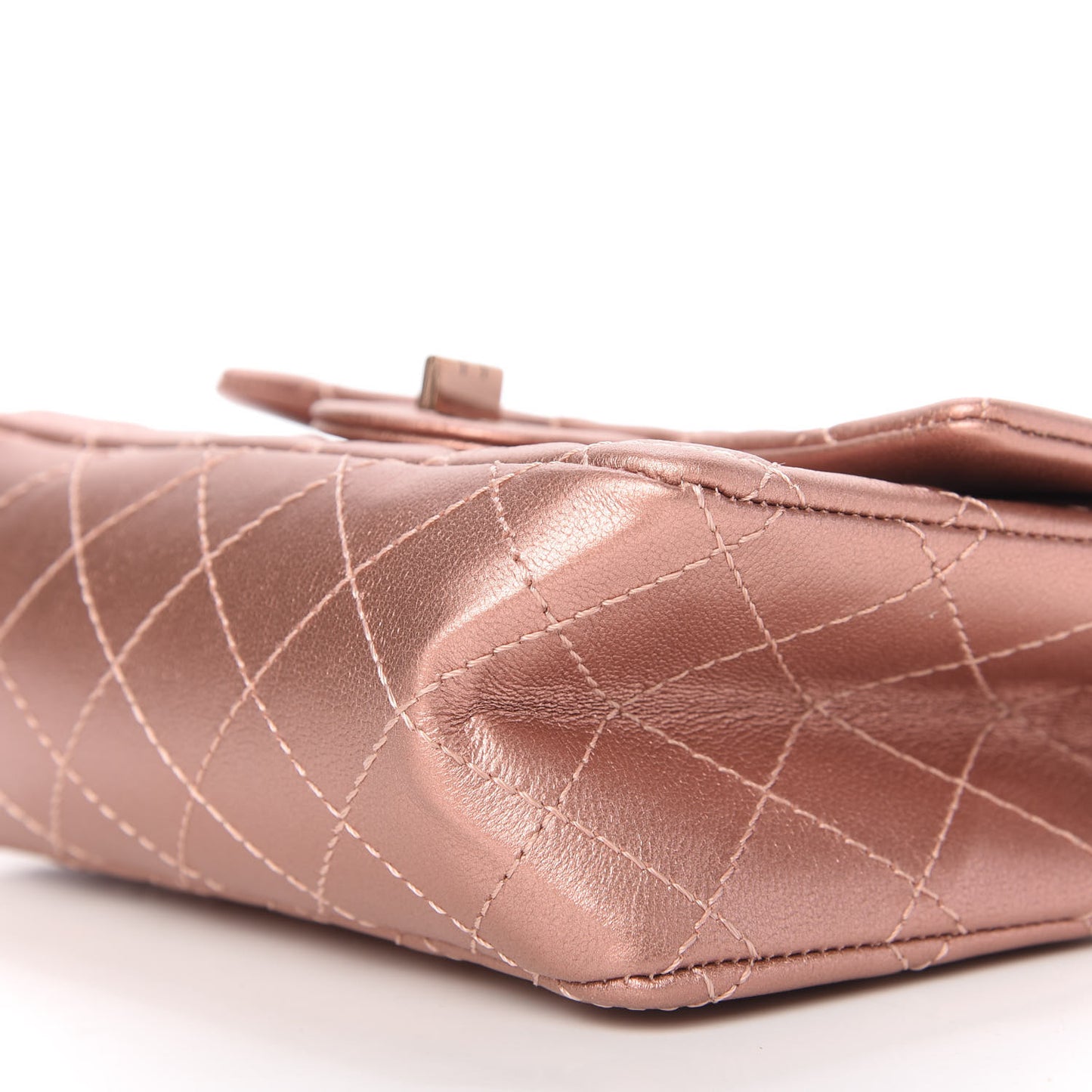 Metallic Grained Calfskin Quilted 2.55 Reissue Mini Flap Copper Pink