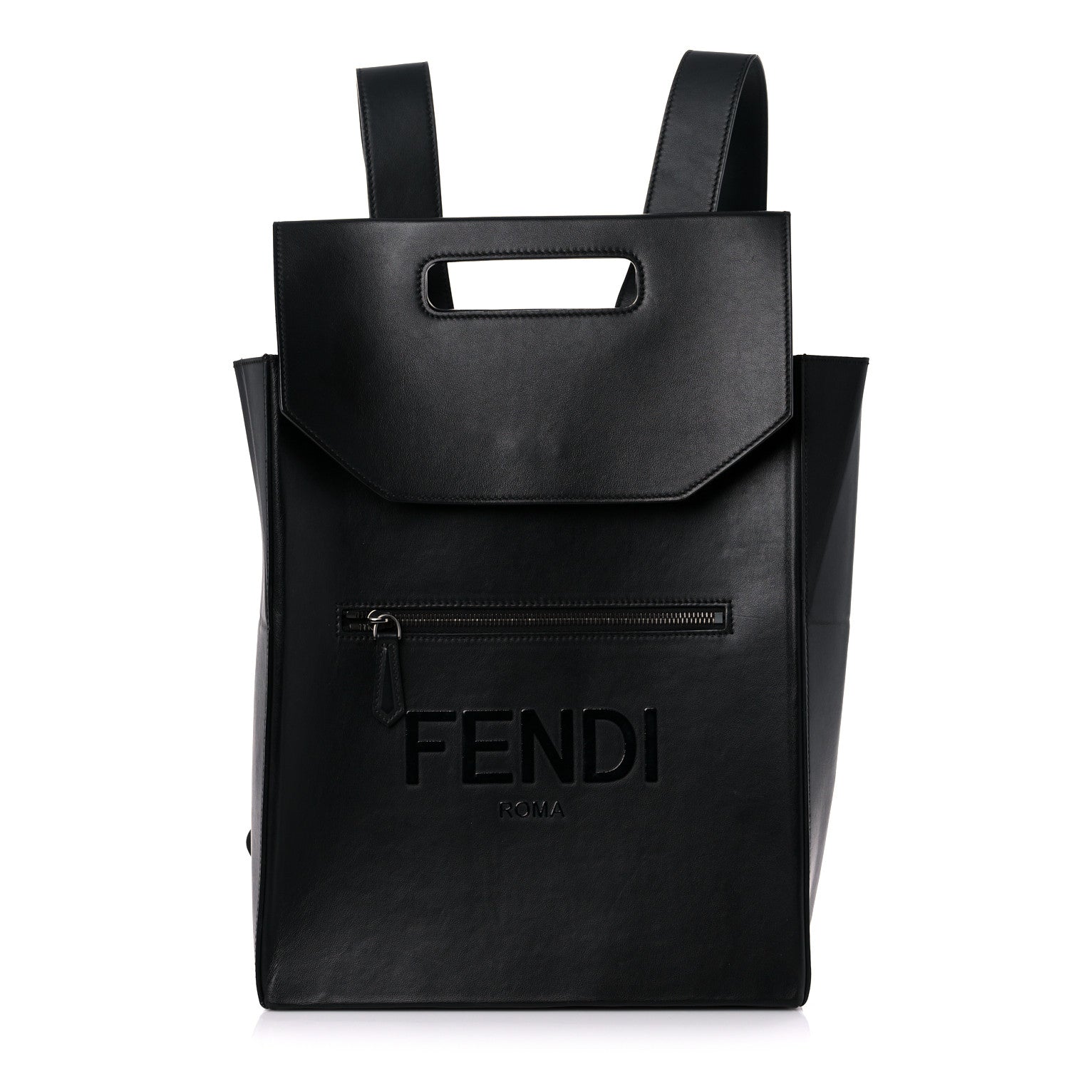 Fendi Vitello Grace Light Logo Fendi Pack Backpack Black 1 of 12