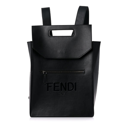 Fendi Vitello Grace Light Logo Fendi Pack Backpack Black 1 of 12